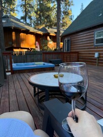 Peaceful evening by the hot tub