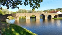 The view down to the Roman bridge in front of the hotel