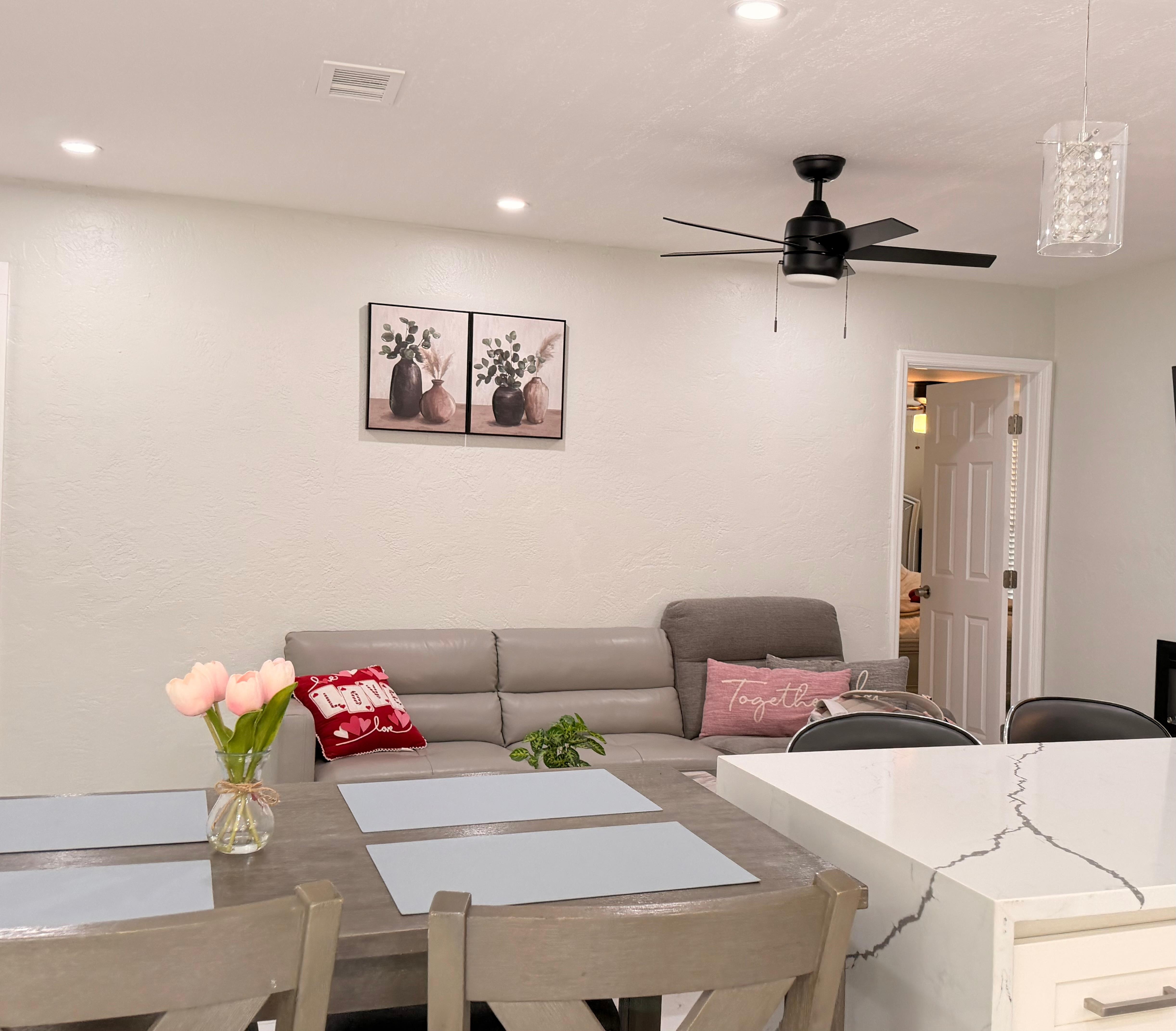 The kitchen and living room area was super comfortable.
