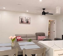 The kitchen and living room area was super comfortable.