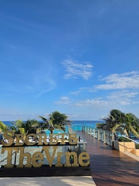 The boardwalk to the pool and beach