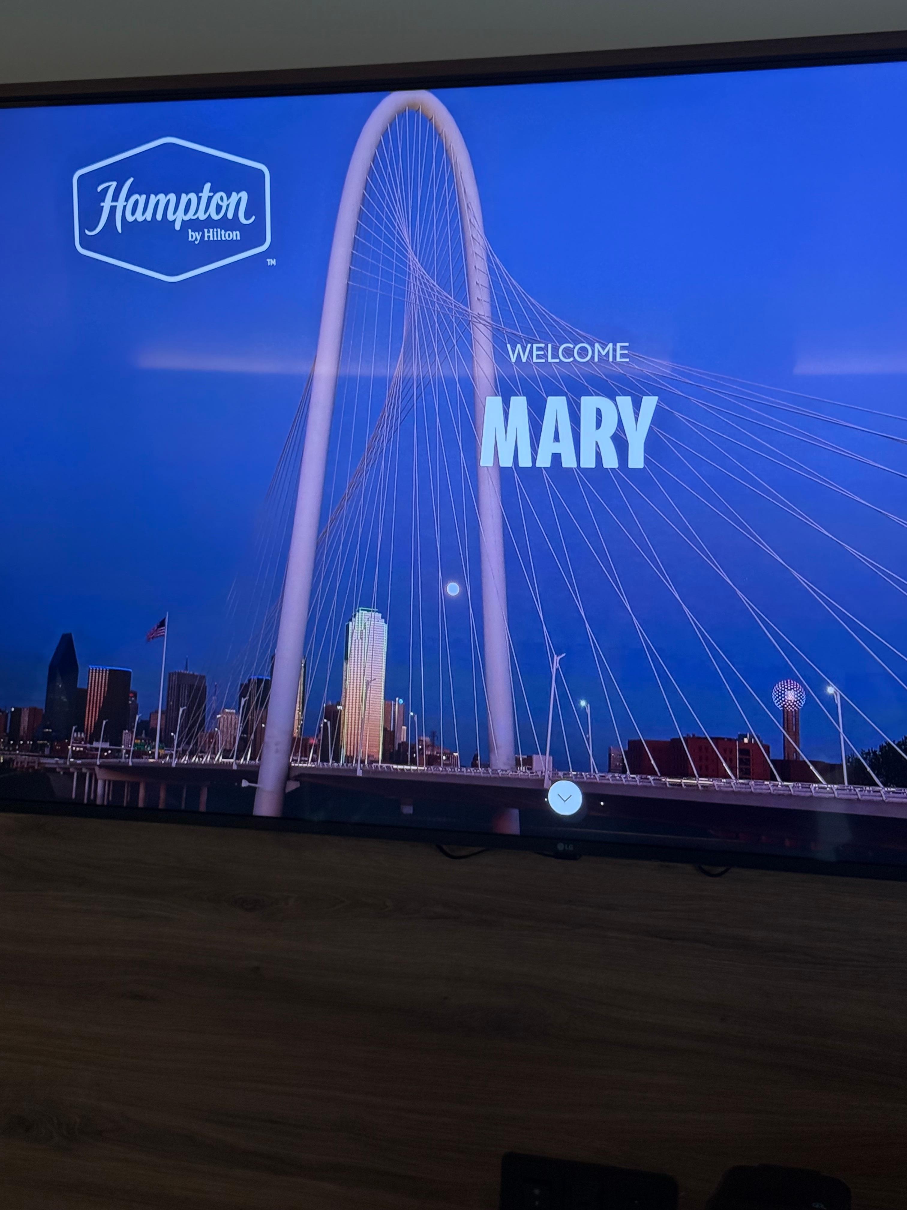 This was on my tv when I entered the room - very personable!