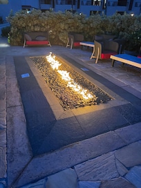 Fire pits lit up each night