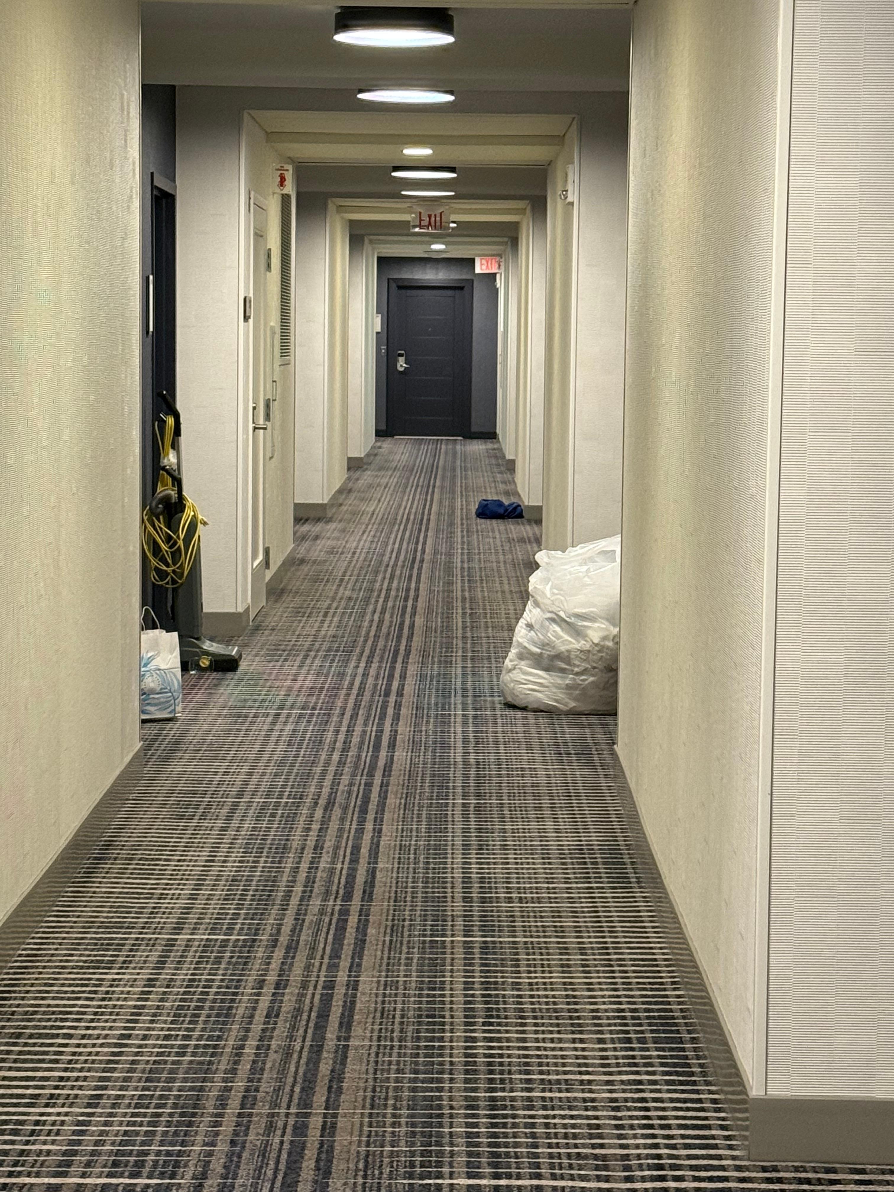 Hallway always had housekeeping stuff in the aisle we had to pass by through out the stay.