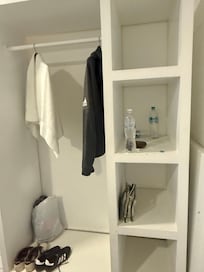 Closet? No iron, no hair dryer