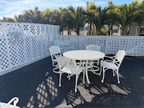 Table on sun roof for a morning’s cup of coffee.