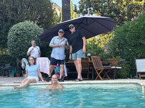 Poolside beating the heat.