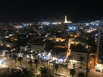 View from the room on the 18th floor onto the Medina and the mosque Hassan II