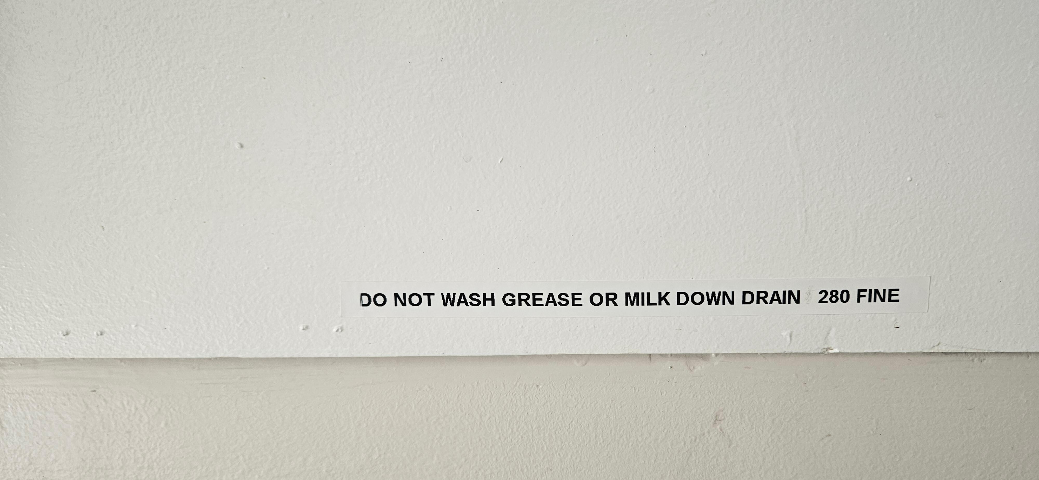 Note above kitchen sink