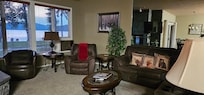 A spacious tastefully decorated living room!