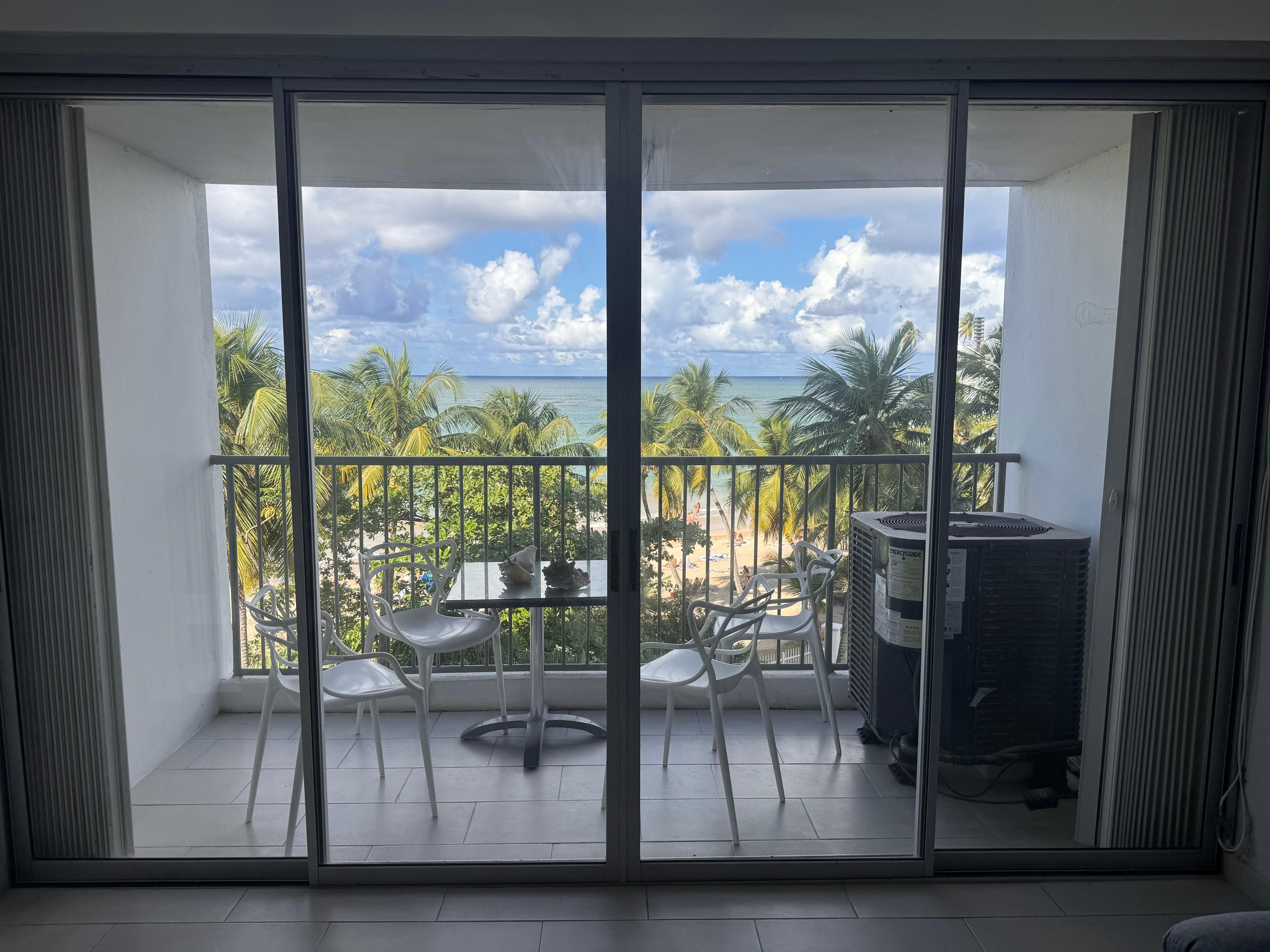 Full actual view of balcony with AC unit on right