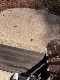 The incredibly unsafe step - photo taken in broad daylight, at night it’s invisible.