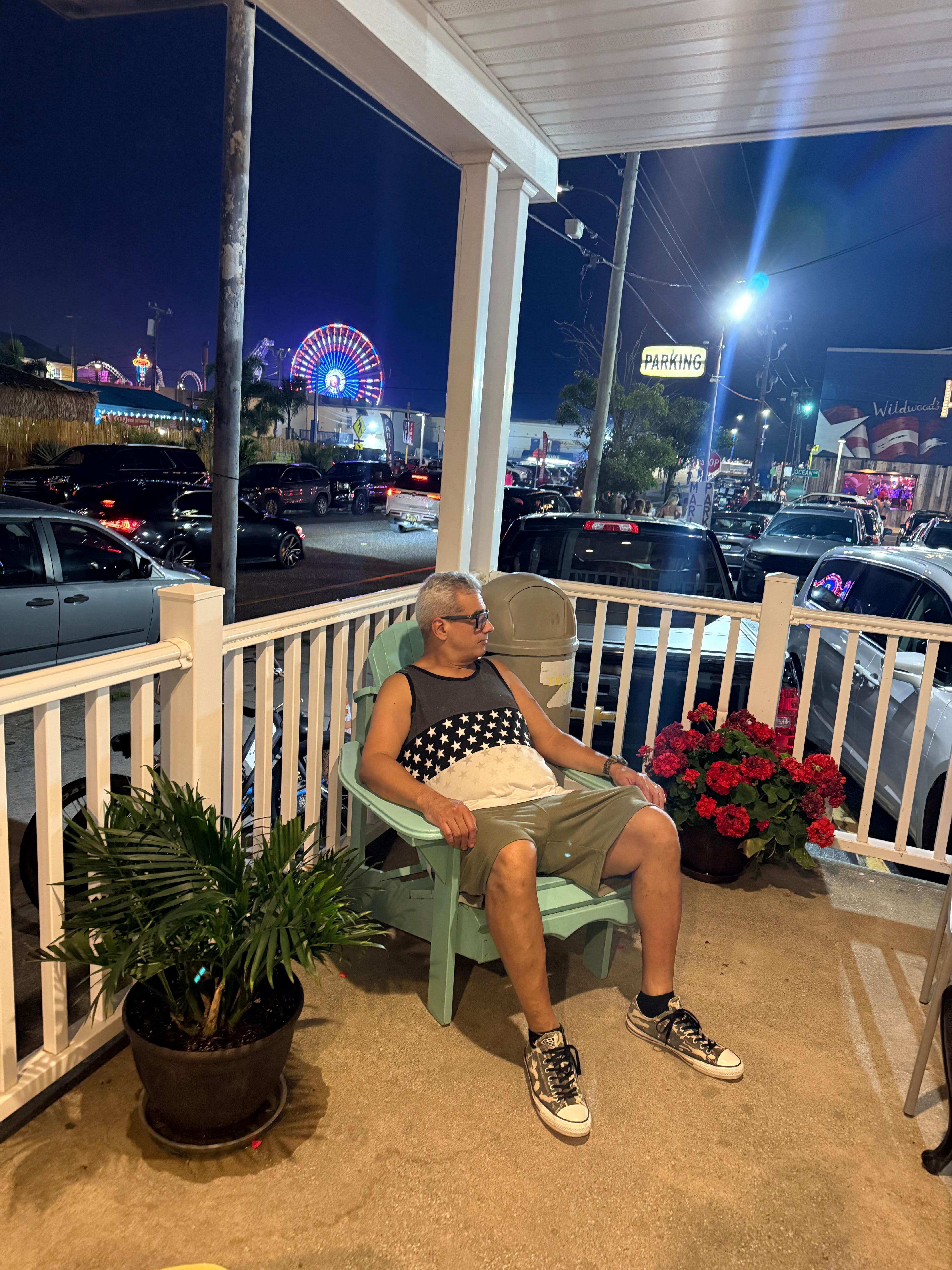 My husband relaxed 