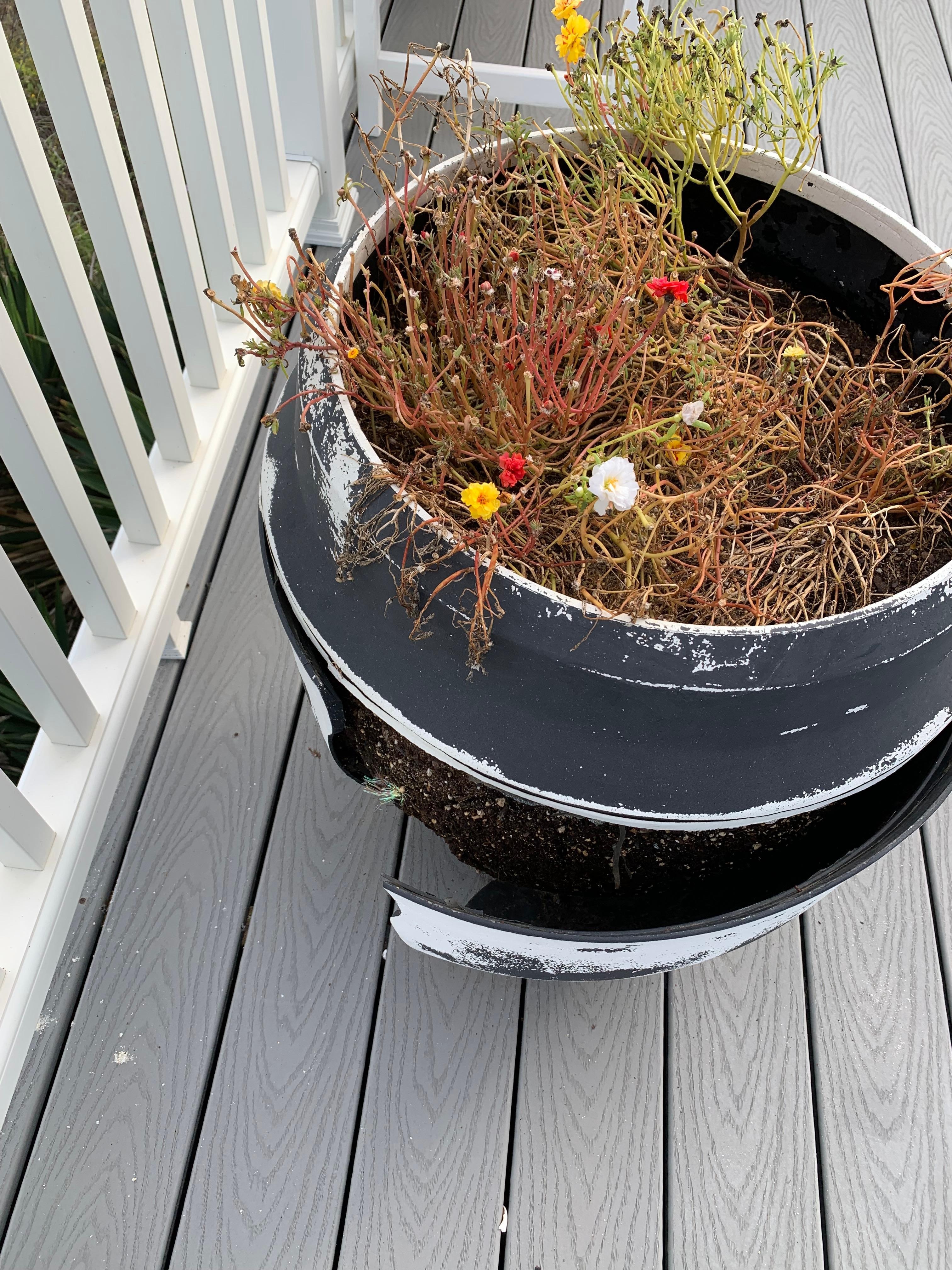 Plant pot siding is ripped