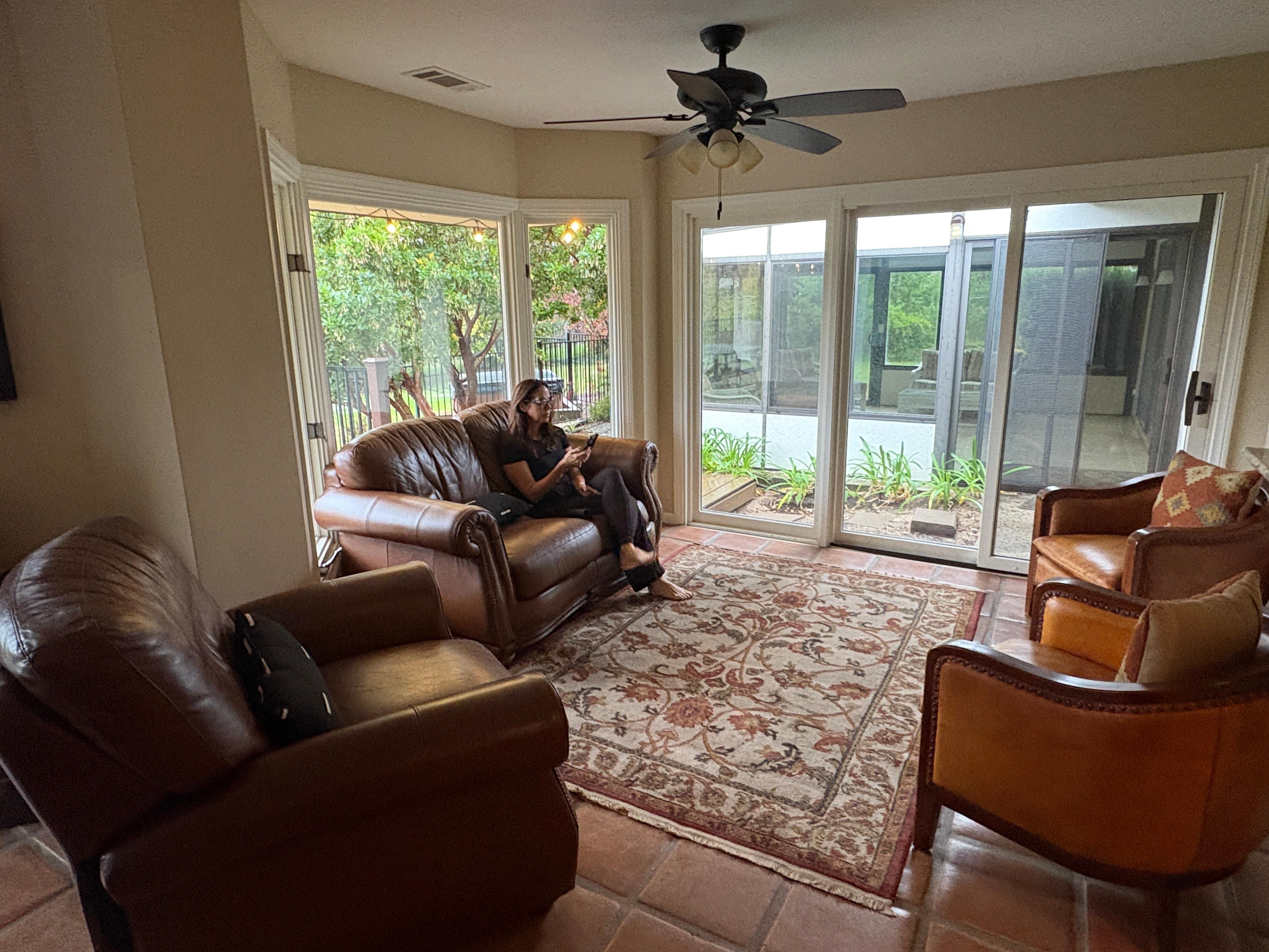Sitting area with view of hummingbird tree