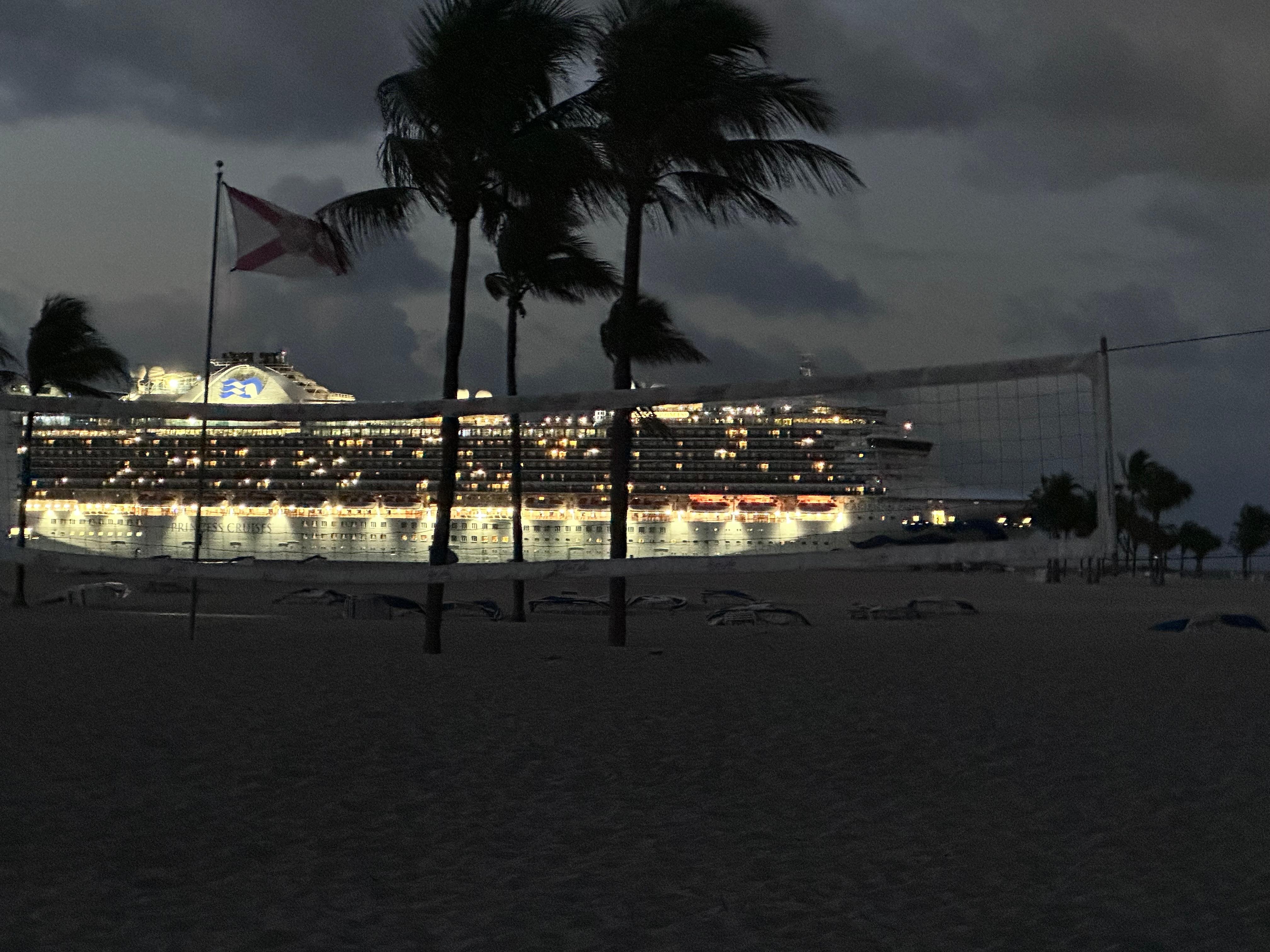 Clear line of sight as cruise ships come and go from port