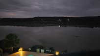 View of the lake from the balcony the evening after the storms