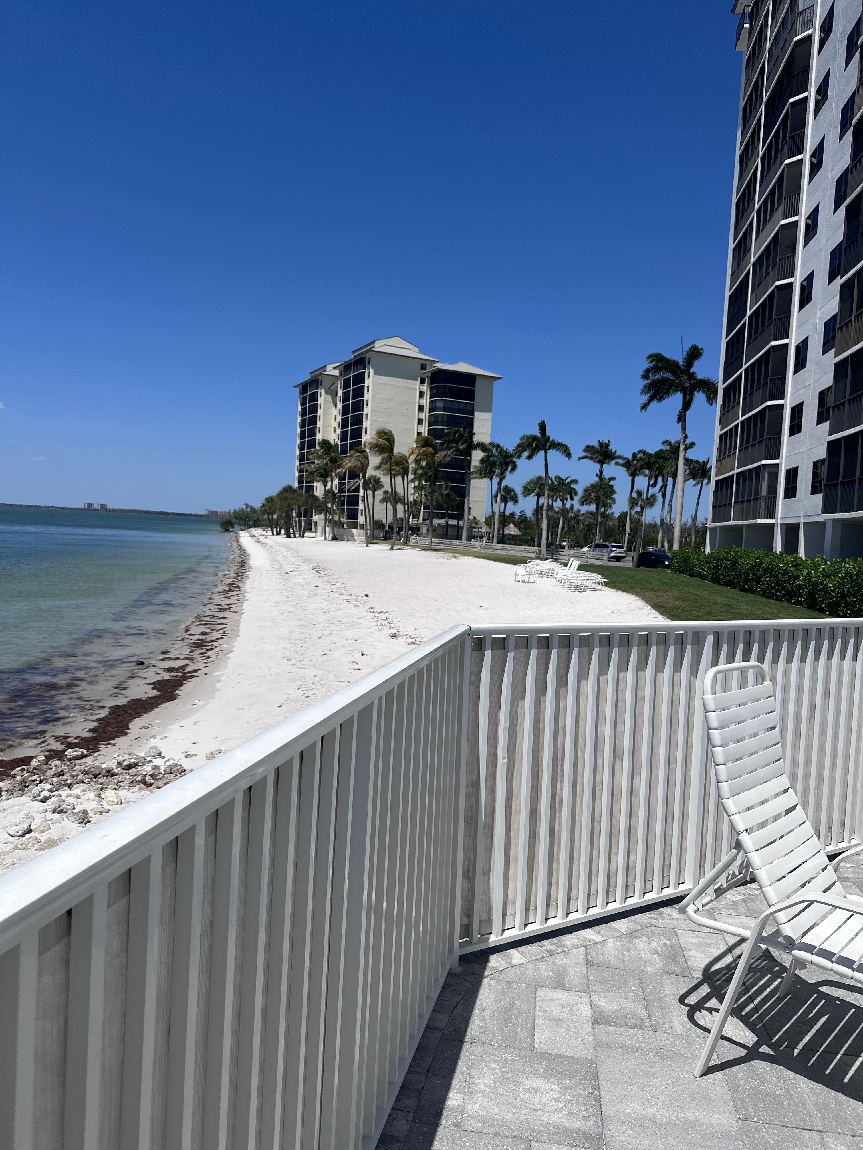 View of the private beach from the pool