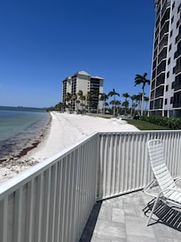 View of the private beach from the pool