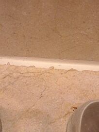 Hair on sink and in bed.