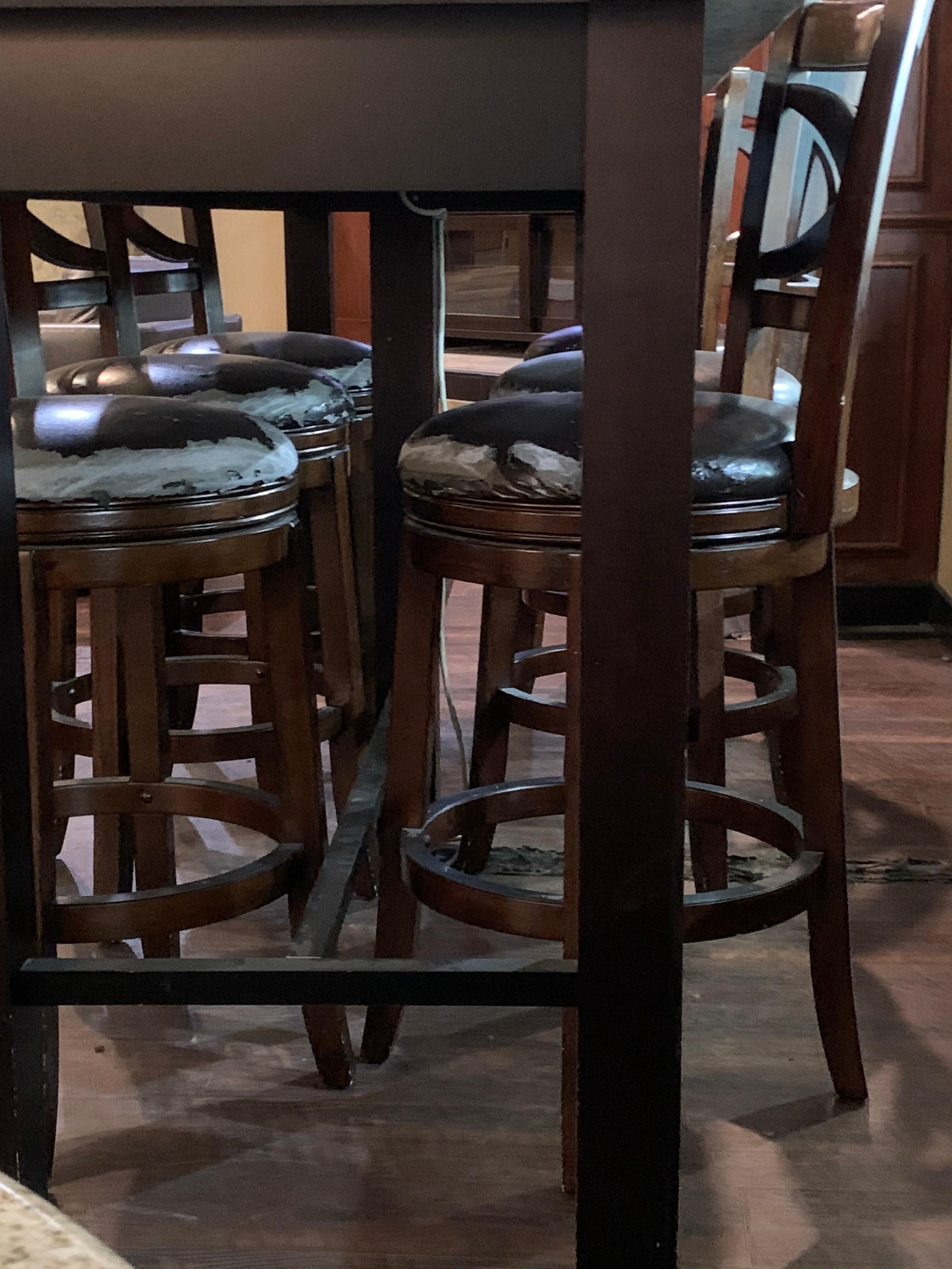 Barstools in breakfast area