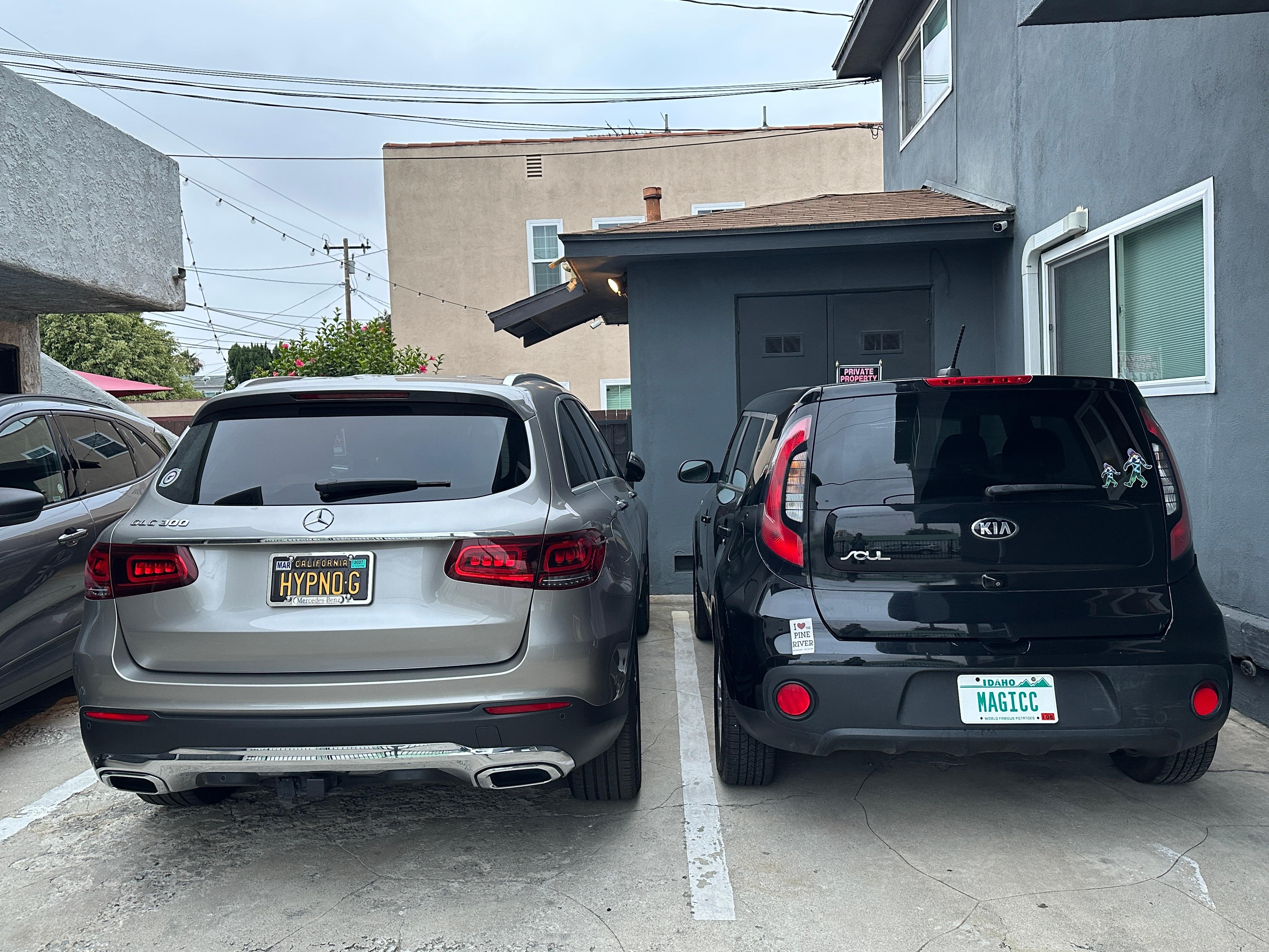 I'm the car in the middle, took the photo to in case the other driver right of me left damage to my vehicle getting out. Thankfully there was none :)