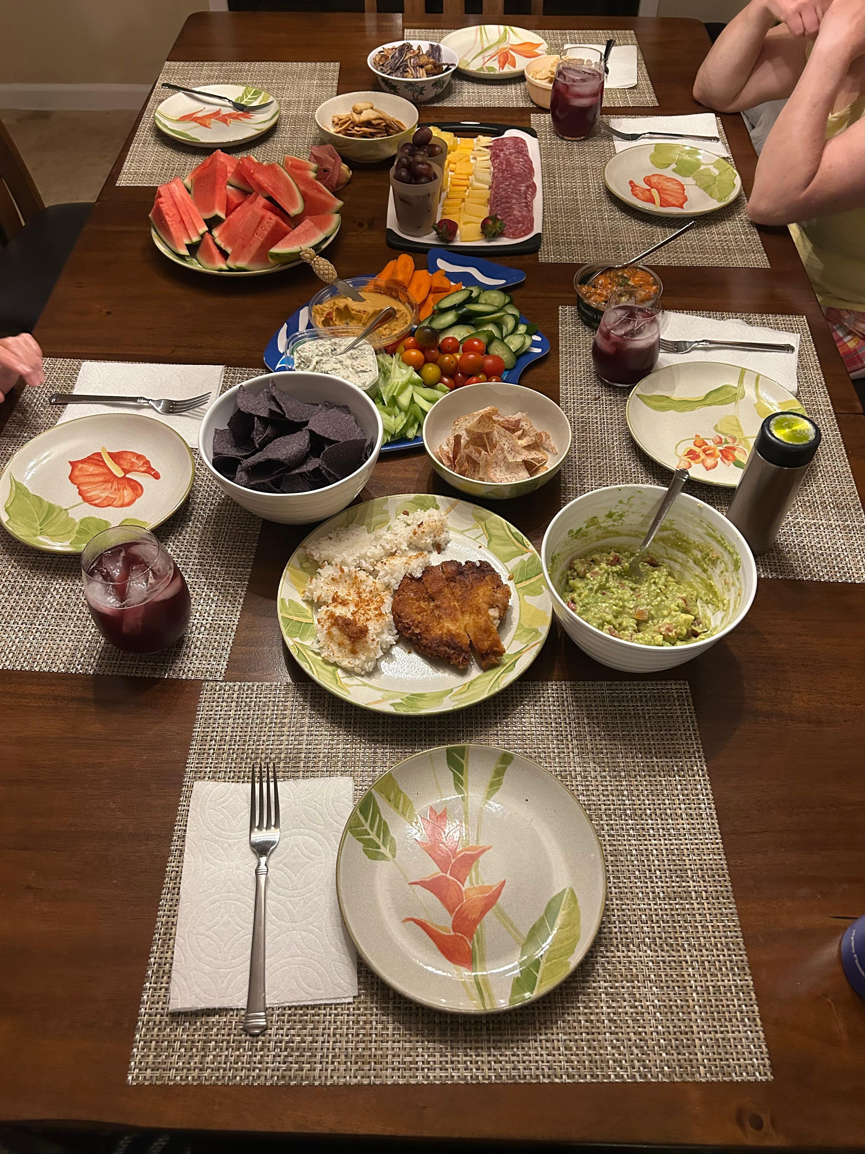 One of our "dinners" we quickly put together and enjoyed at the large dining table