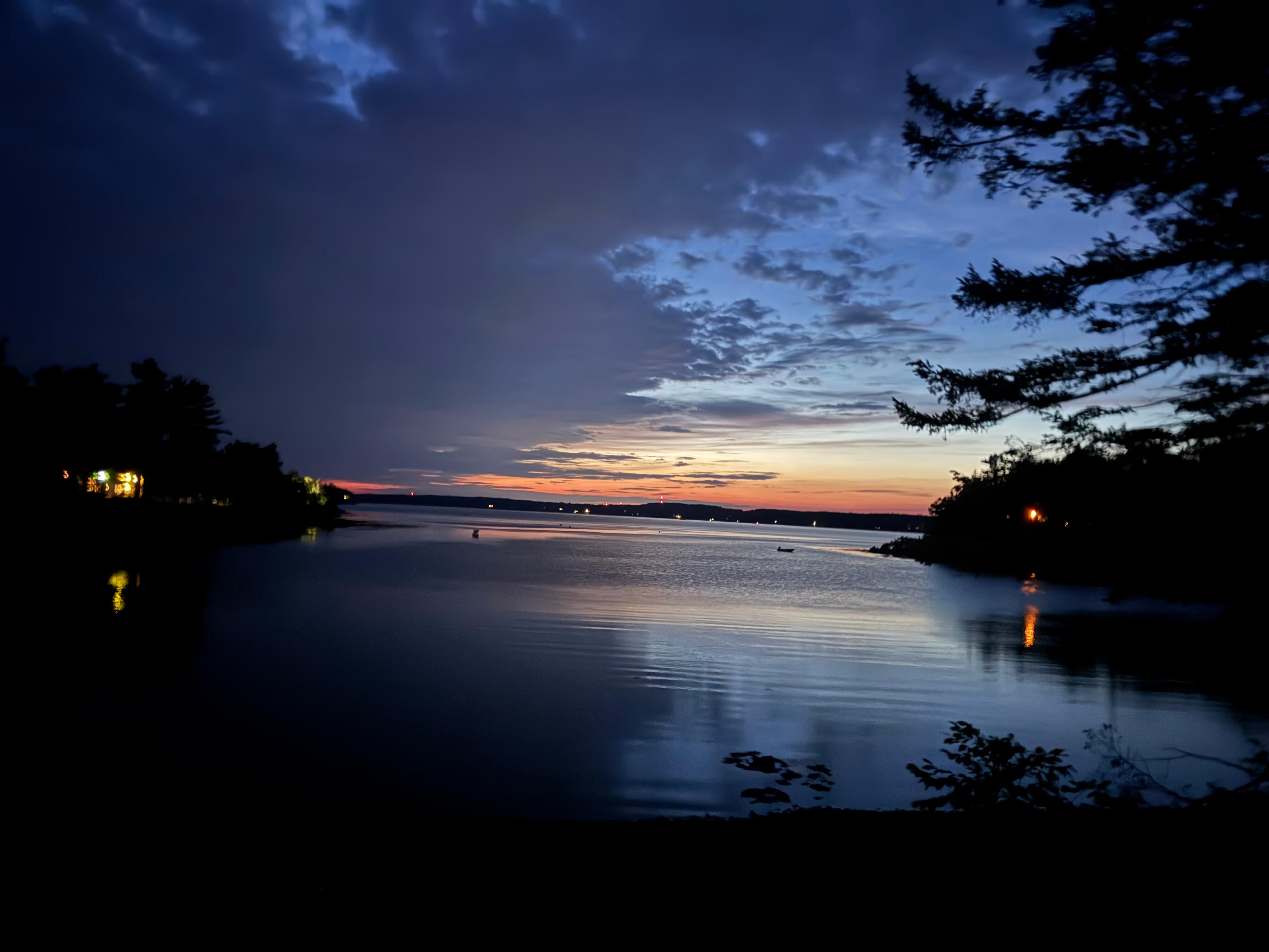 View from fire pit at night