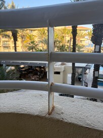 Rust on the balconies. Facilities are run down.