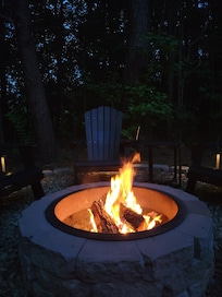 Fire area is well appointed.