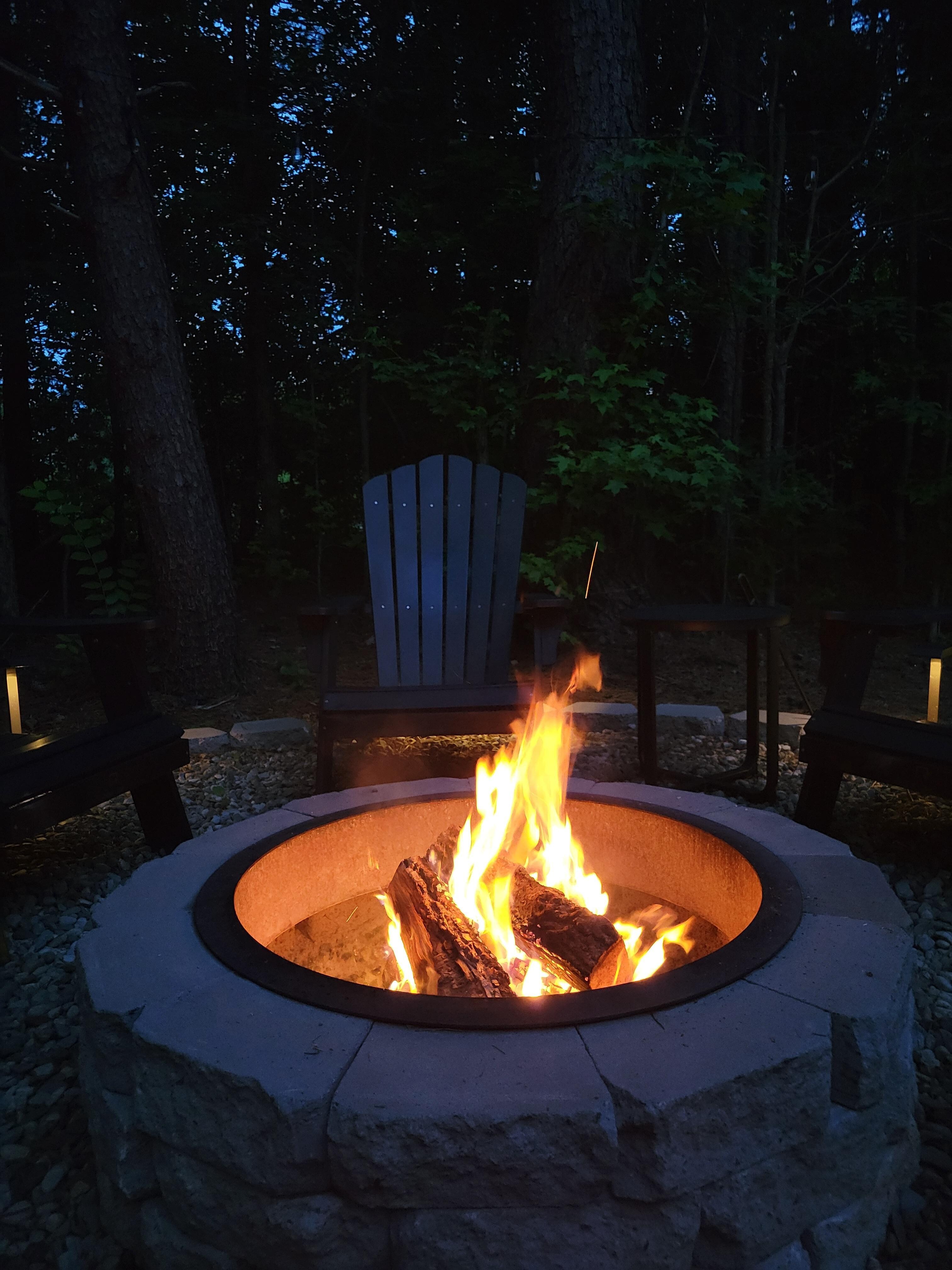Fire area is well appointed.