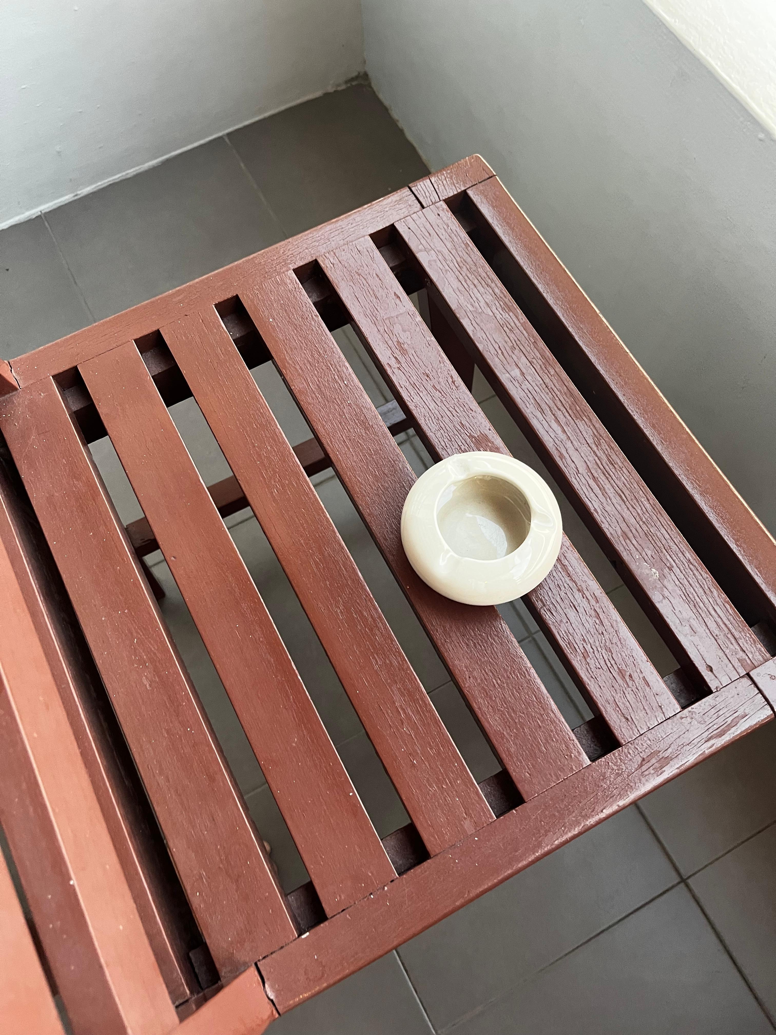 Ashtray is the balcony 