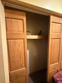 Broken door in master bedroom. Unfortunately I don't have a photo of the other broken door in the other main level bedroom