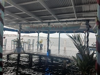 Looking out of the restaurant.