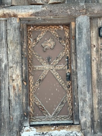 Front door of cabin