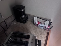 View of untouched basket and trash that was left.