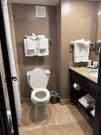 Bathroom was small but clean.