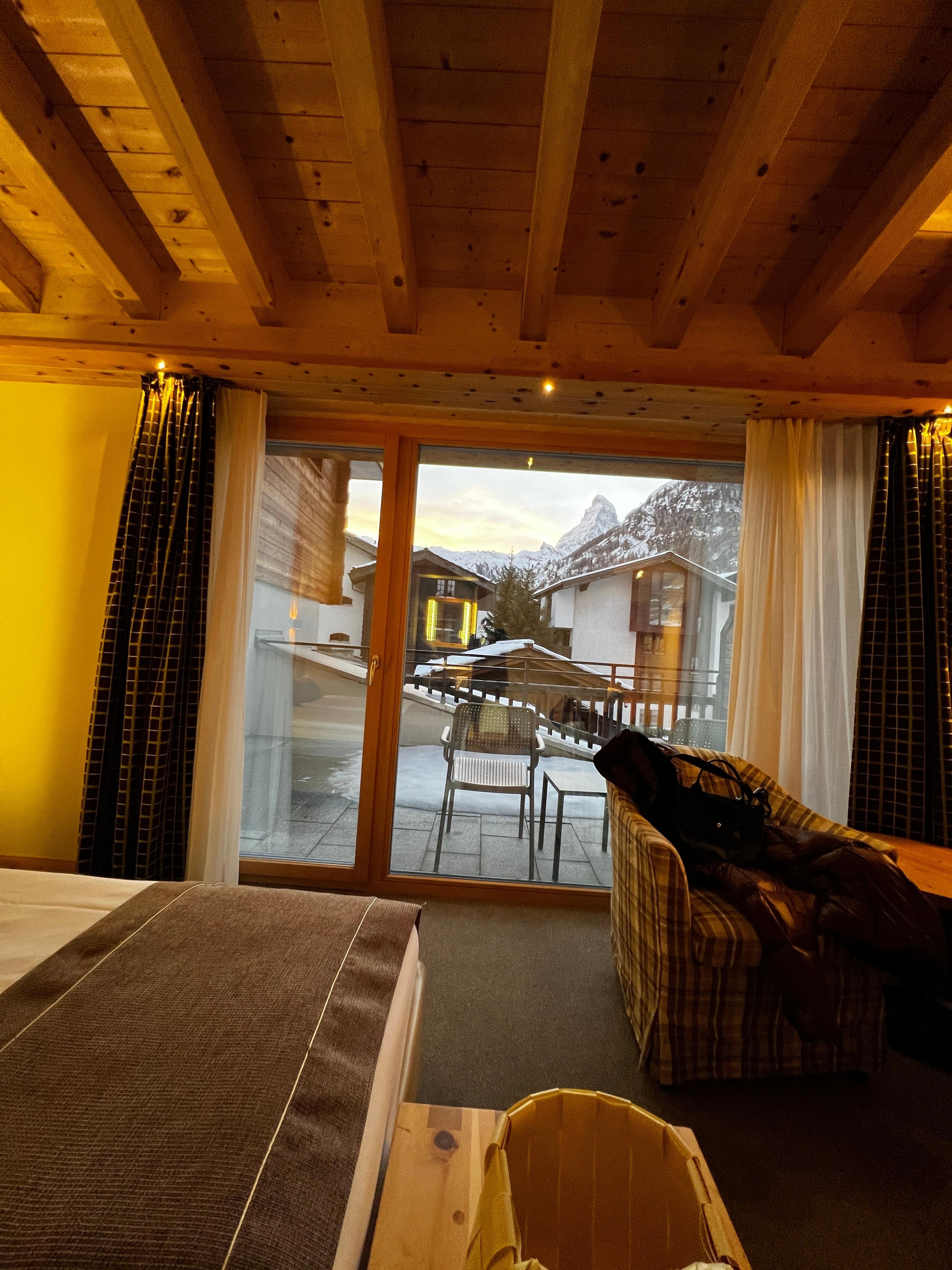 View of Matterhorn and outdoor balcony