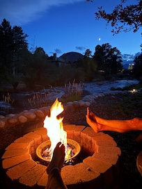 Fire pit at night. Perfect for smores.