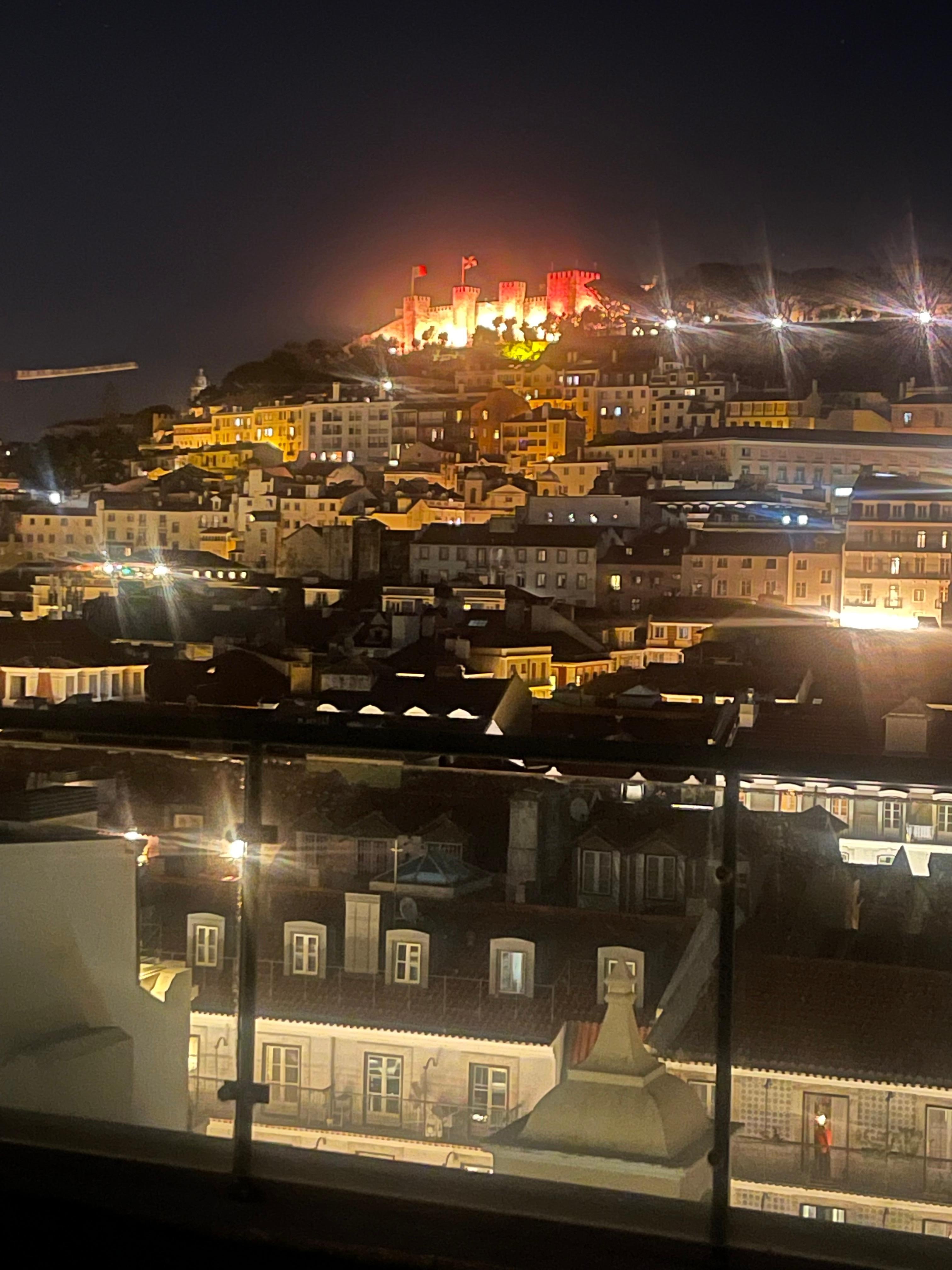 View from room w terrace at night