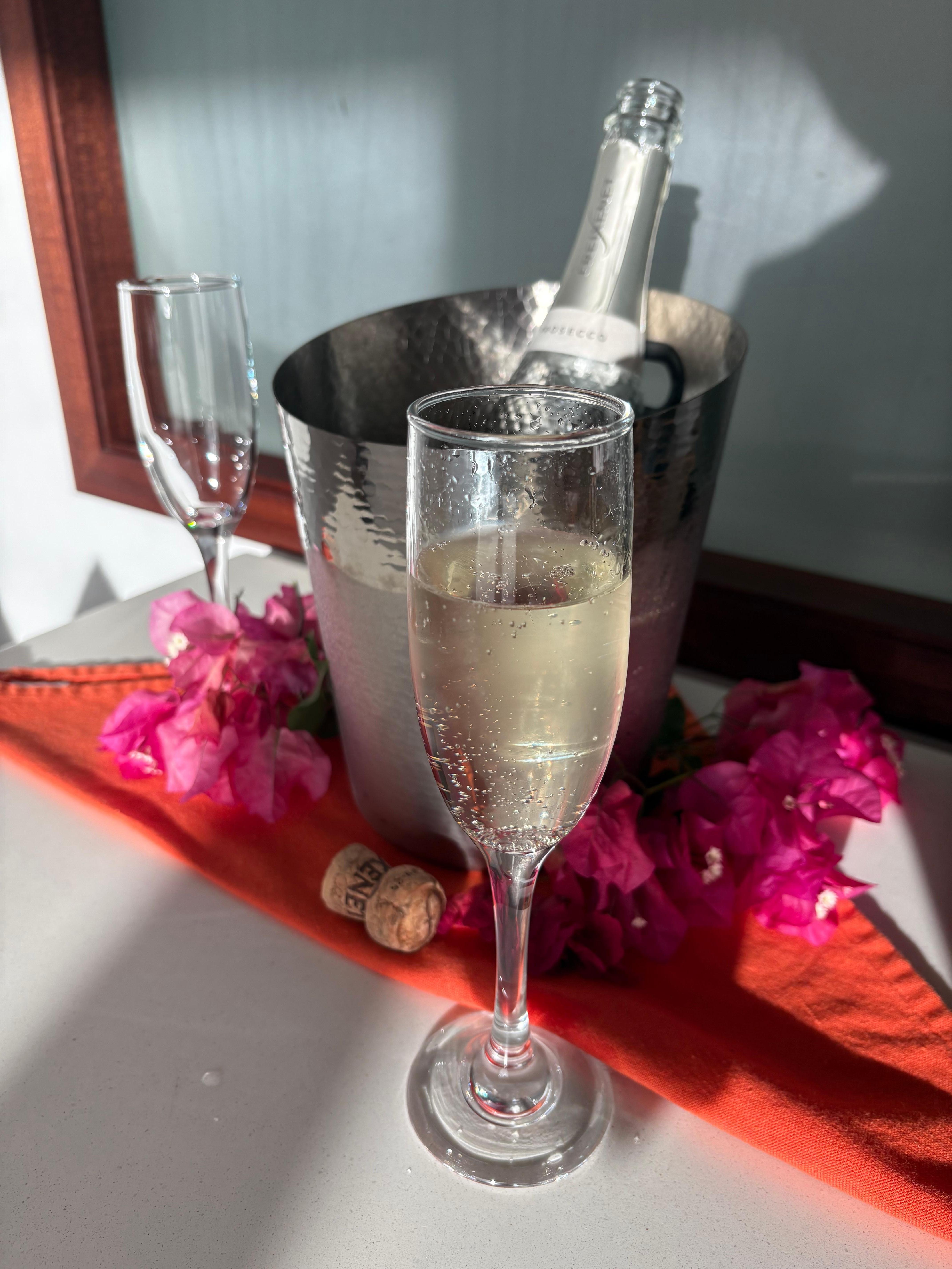 Champagne and goodies in the room upon arrival 