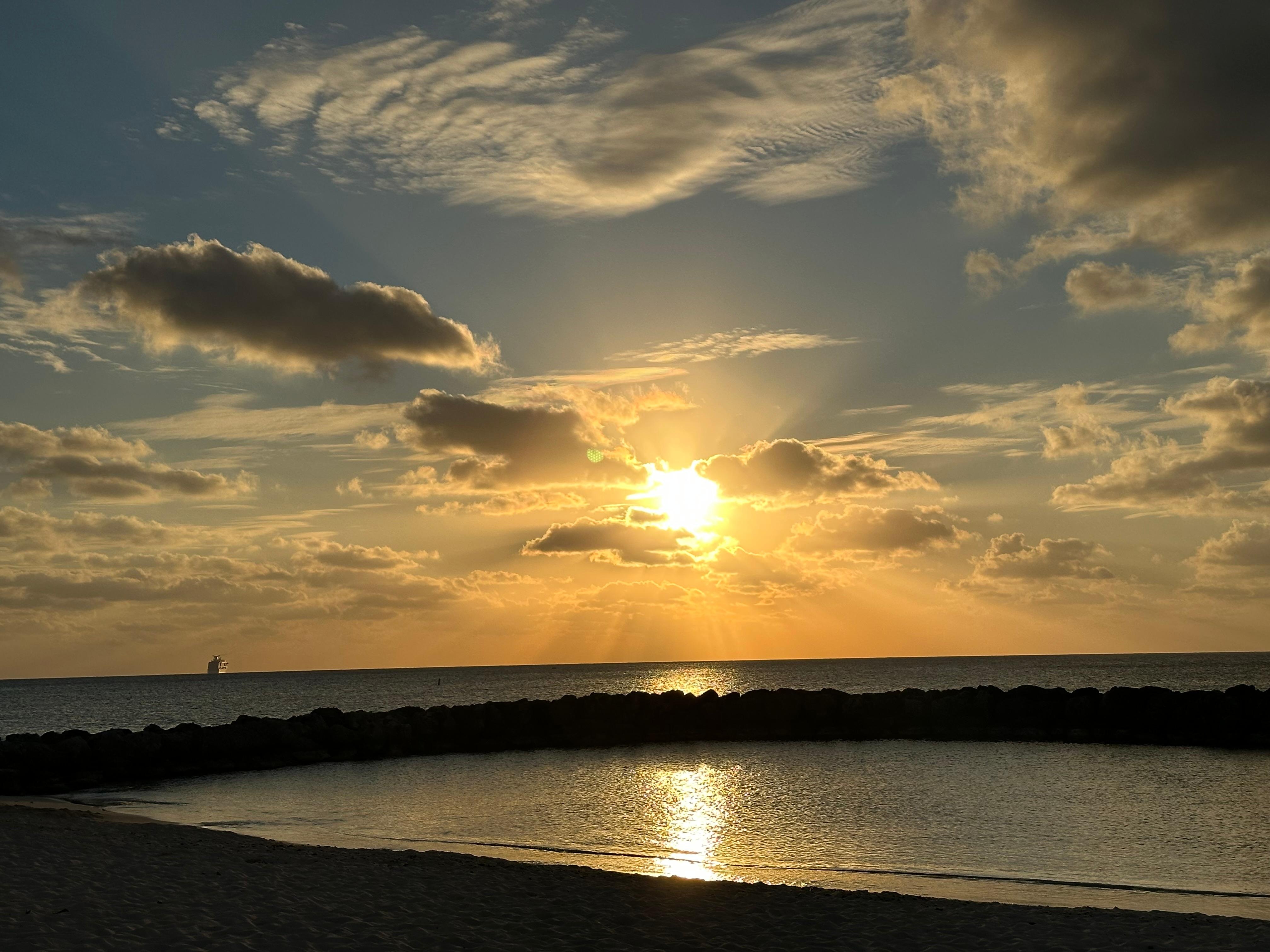 Watching the cruise ships disappear for the day!