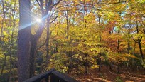 Fall sunrise view from porch