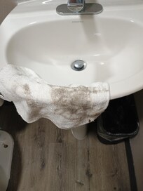 This is the washcloth after wiping up spilled water. Had to buy mop and floor cleaner to clean floor.