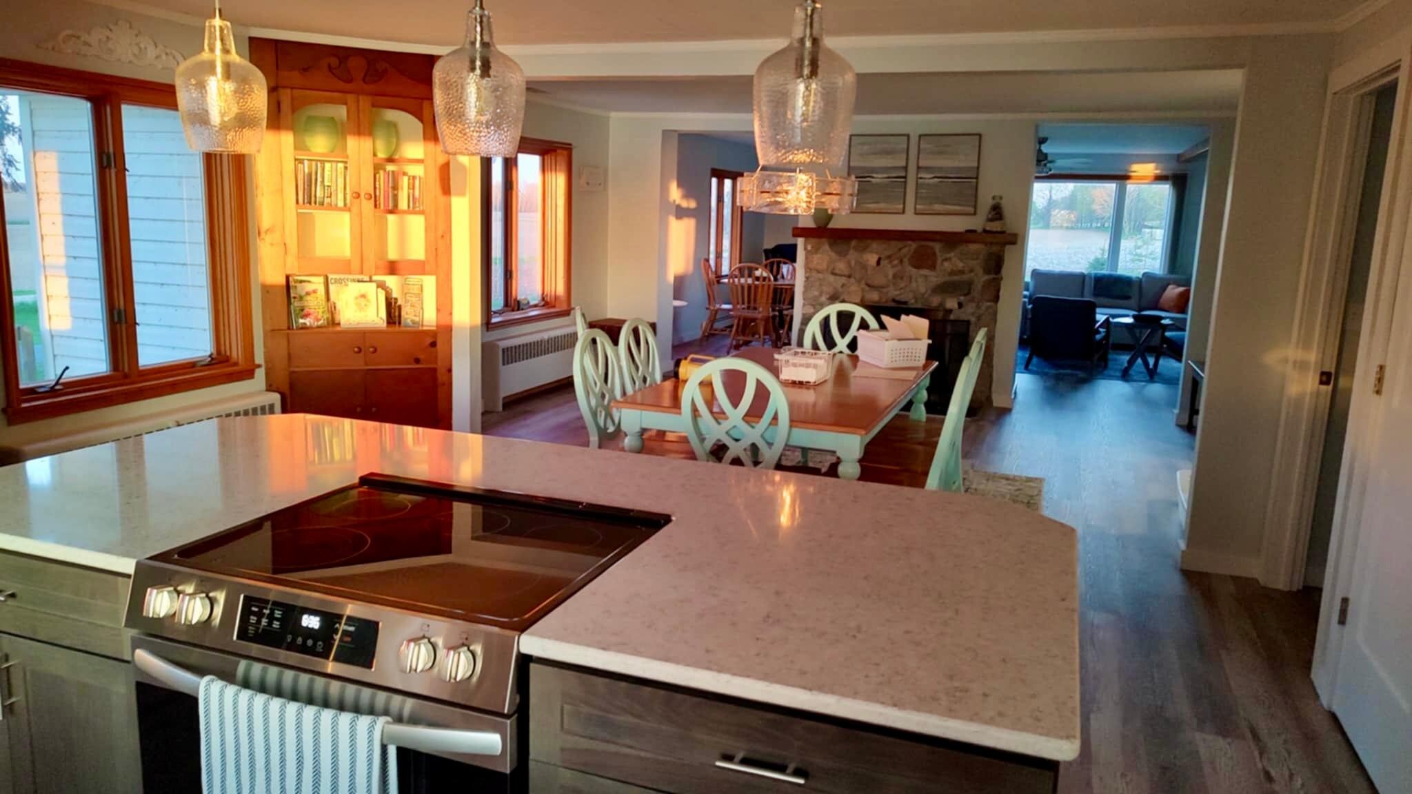 The open concept kitchen and dining area were gorgeous and we loved the coffee area! 