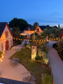 View of garden at night