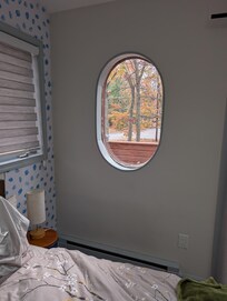 No blinds in a back bedroom