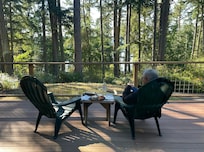 the deck at sunset