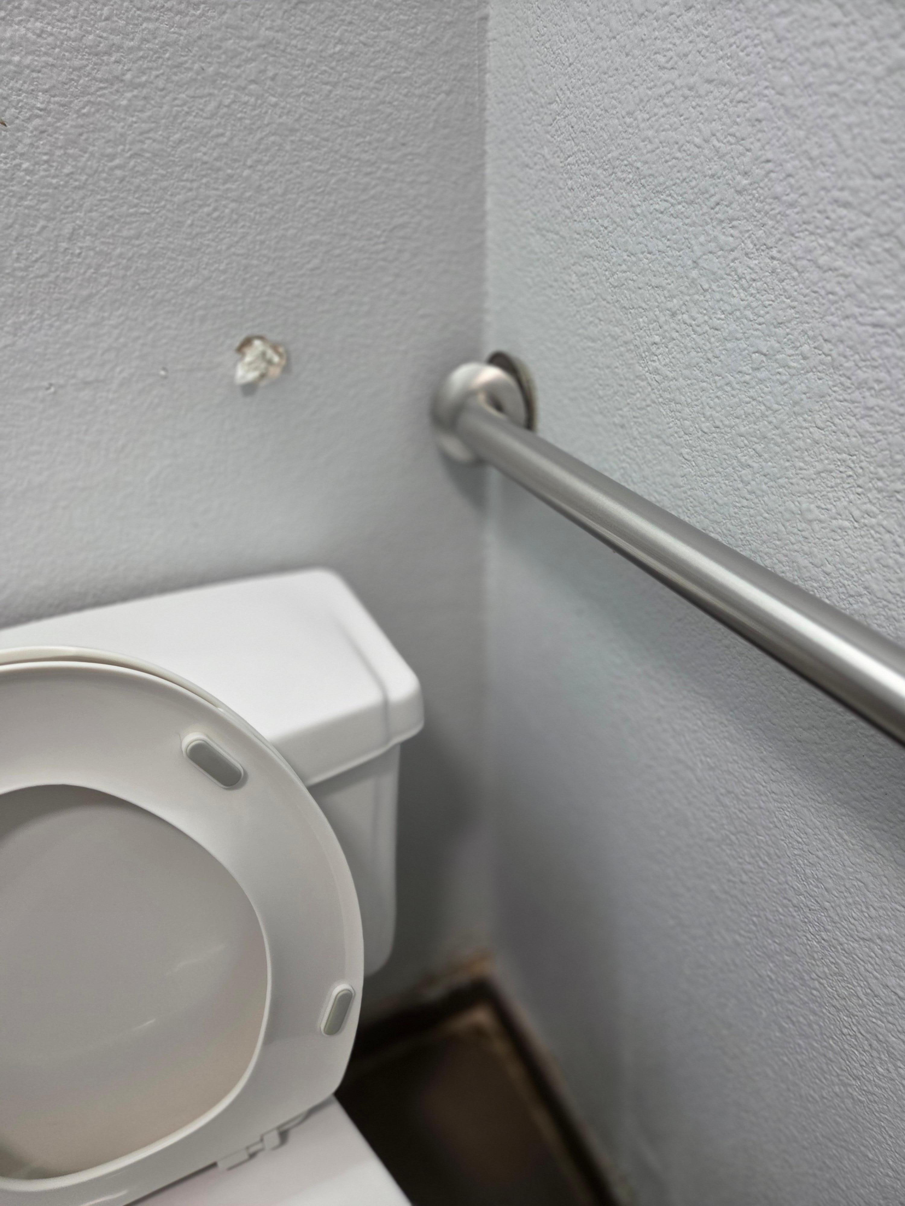 Grab bar loose and hole in wall