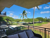 Looking out from the lanai to the golf course